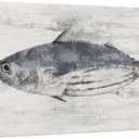 Sea Whisper Tuna Fish Canvas Wall Art: Abstract Ocean Marine Life Painting Sealife Prints Bluefin Picture Nautical Coastal Decor Artwork for Bedroom Bathroom Tuna Fish, 24"L x 12"W