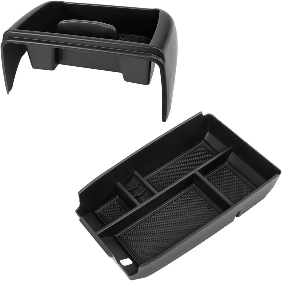 Carwiner 2 PCS Center Console Organizer Compatible with Ford Escape Accessories 2020-2024 2025, Armrest Storage Box & Dash Organizer Tray Holder Interior Insert (Escape 2PCS)