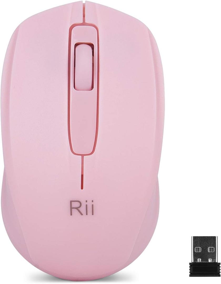 Rii Wireless Mouse,2.4G Portable Computer Mice for PC, Laptop, Windows,Office Included Wireless USB Dongle (Pink)