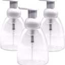 Clear Plastic Foaming Bathroom Countertop Soap Dispensers, Foaming Pump Bottles, Refillable Plastic Container for Liquid Soap, Compatible with Dr Bronner's Pure Castile Soap 250ml (8.5 oz) - (3 Pack)