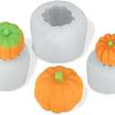 Sakolla 3D Pumpkin Candle Molds, 3 Pack Pumpkin Silicone Mold for DIY Epoxy Resin, Handmade Soap, Candle, Cake Baking