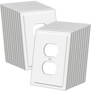 CML Modern Framed Single Duplex Wall Plate, 20 Pack Decorative Outlet Covers, 1-Gang Switch Plates, Impact Resistant Polycarbonate, Standard Size 3.15X 4.87, White