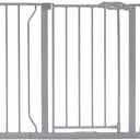 Regalo Safety 29-49" Easy Step Extra Wide Baby Gate for Doorways & Bottom of Stairs, Pressure Mounted Safety Gate with Door for Babies, Toddlers & Pets, Platinum