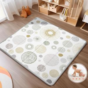 Foldable Baby Play Mat, PIGLOG 0.6 inch Waterproof Playmats for Babies and Toddlers Kids, Safe Foam Playmat for Tummy Time, 50x50 Playpen Mat, Reversible Portable Baby Floor Mat for Infant, Circle