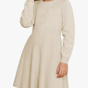 GRACE KARIN Girl Dress Long Sleeve Sweater Ruffle Button Front Knit Casual Fall Winter Dresses for Girls 12 Y