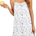 Ekouaer Cotton Nightgowns for Women Sleeveless Night Gown Lace Sleep Dress Button Night Shirt Victorian Nightdress, S, White Purple Floral