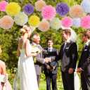 BestoFun 16 PCS Light Color Party Decorations Tissue Paper Flowers Pom Poms Decorations for Girl Groovy Birthday Baby Shower Wedding Bachelorette Room Wall Hanging Dcor