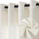 Natural Cream Linen Curtains 102 Inch Length 2 Panels for Living Room Bedroom, Light Filtering Sheer Curtains 102 Inches, Modern Farmhouse Grommet Semi Sheer Soft Privacy Drapes