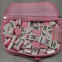 American Mahjong Tiles Set, 166 Pink Mahjong Tiles 1.2 Inch with Carrying Bag and 3 Dice, Portable American Mahjong Game for Travel, Family Game Night