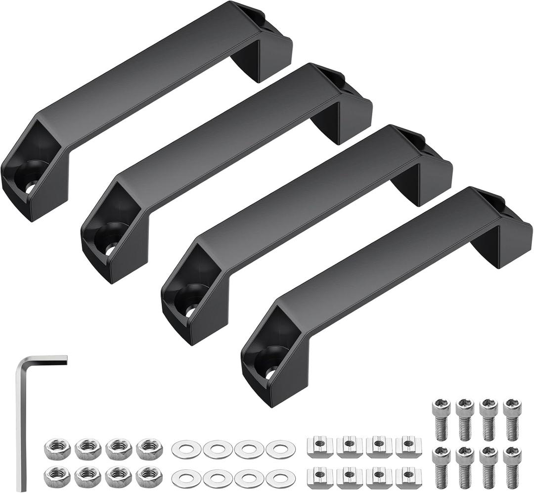 JiGiU 4-Pack 3030 Aluminum Handle Aluminium Alloy Handles Rectangular Industrial Pull Handle 120mm Hole Distance for 30 Series European Standard Aluminum Extrusion Profile -Black
