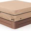 MIXC Outdoor Waterproof 600D Square Hot Tub Cover 85 x 85 Inch Fit 84 x 84 or 83 x 83 or 82 x 82 Inch or 7 ft x 7 ft Heavy Duty Spa Cover Protectors (Brown)