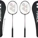 Yonex GR 303 Combo Badminton Racquet with Full Cover, Set of 2 (Black)