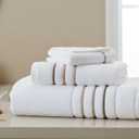 Bath Towels Set for Bathroom Luxury 6-Piece Cotton Towels, Soft Absorbent & Quick Dry, 600 GSM Bath Towels for Bathroom, Hotel Spa Quality (2 Bath, 2 Hand, 2 Washcloths, White Taupe Brown Stripe)