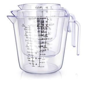 Measuring Cups Set, Liquid Measuring Cups For 3 For Kitchen - BPA Free Plastic Set with Spout Multiple Measurement Scales (Clear)