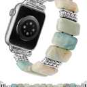 Moolia Natural Stone Bracelet Compatible with Apple Watch Band 41/40/38/42/44/45/46/49mm Women, Handmade Elastic Beaded Western Strap for iWatch Series 11 10 9 8 7 6 5 4 3 2 1 SE & Ultra（1/2/3）