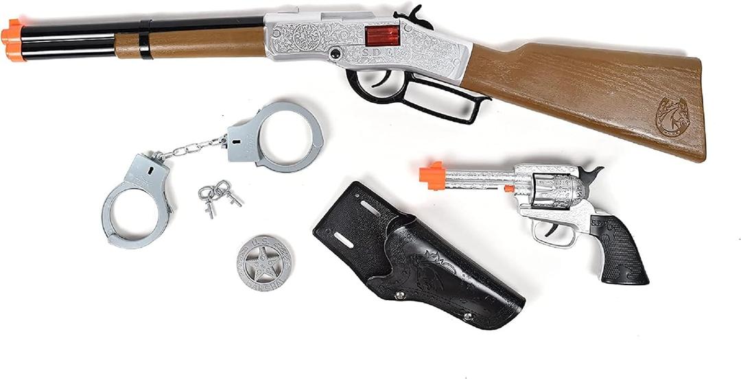 Maxx Action Wild West Cap Gun Set - 6Pc Cowboy Toy with Cuffs - Ages 5+, Large