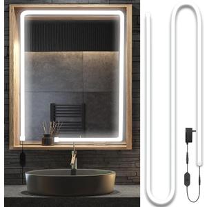 Blikshin LED Vanity Mirror Lights, Hollywood Style Makeup Lighting, 10FT/ 6000K/ Dimmable/ 12V Adapter/ Self-Adhesive Strip Lights for Mirror, Lighting for Makeup Vanity Table & Bathroom Mirror