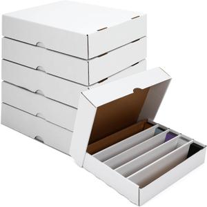 Yexiya 6 Pack 5000 Count Trading Gaming Card Storage Box Row Cardboard Storage Boxes White Trading Cards Cases for Gaming Baseball Football Sport Collecting Supplies(19 * 15.6 * 4 Inches)