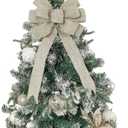 13" Burlap Wired Ribbon Bow Christmas Tree Topper Bow, Rustic Bow Party Decorations, Premade Bows with Twist Tie, Large Gift Bow for Outdoor Wreath, Wedding, Holiday, Birthday-1 PCs (Natural)