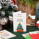 24Pcs Christmas Thank You Cards for Teachers Christmas Colorful Appreciation Cards with Envelopes and Stickers for Xmas Teacher Gifts, 6 designs