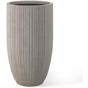Kante 24 Inch Tall Round Concrete Planter, Large Indoor Outdoor Plant Pots with Drainage Hole and Rubber Plug, Modern Decorative Garden Pots for Home Patio Porch, Textured Weathered Concrete