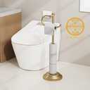 BESy Toilet Paper Holder Free Standing Bathroom Toilet Tissue Holder Stand for Floor Toilet Paper Roll Holder with Storage Hardware Accessories Rack Hand Towel Bar Brushed Gold Stainless Steel