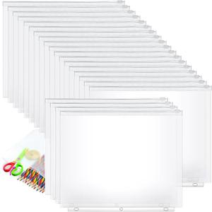 Gersoniel 40 Pieces Binder Pockets 3 Hole Zipper Pouch 3 Ring A4 Pockets with Zipper Binder Folders Plastic Pouches Loose Leaf Bags Waterproof PVC Document Filing Bag(Clear,A4)
