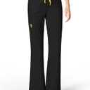 WonderWink Women's Scrubs Romeo Six-Pocket Flare Leg Pant - XS-5XL, 6 Pockets, Elastic Waistband with Convertible Drawstring (Black, M)
