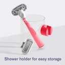 Flamingo Shaving Razor Set for Women - Original Razor Handle, 4 Blade Refills, and Shower Holder - Pink
