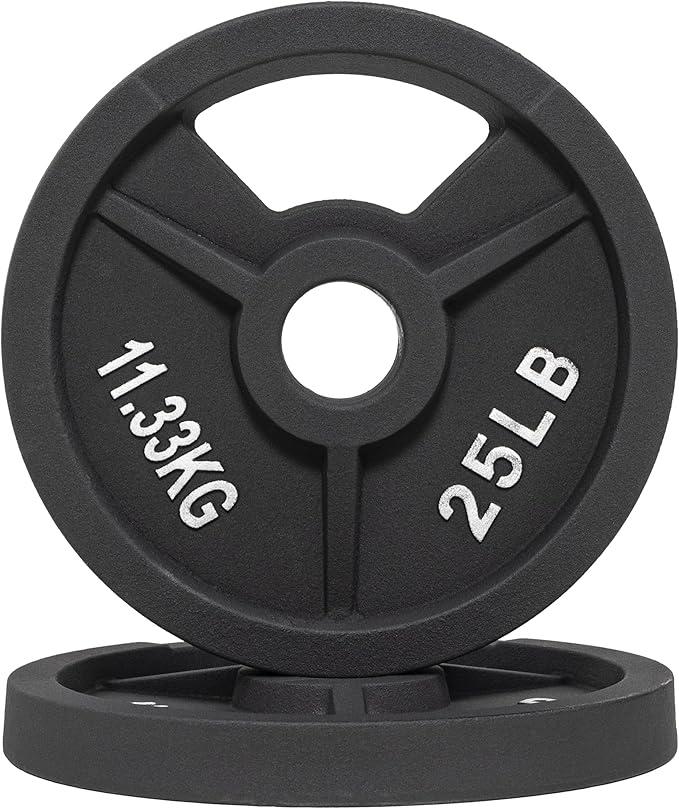 Fitvids 2-Inch Olympic and 1-Inch Standard Cast Iron Weight Plate for Strength Training & Weightlifting