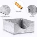 2 Pieces Farmhouse Napkin Holder with Wooden Handles Galvanized Silver Metal Napkin Holder Rustic Flat Square Design for Kitchen Tables Restaurants Indoor or Outdoor Dining