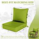 Outdoor Seat Cushions 22×24, Waterproof, for Patio Sofa Chairs, Grass Green
