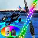 Nilight 2PCS 6FT Spiral RGB Led Whip Light with Spring Base Chasing Light RF Remote Control Lighted Antenna Whips for Can-Am ATV UTV RZR Polaris Dune Buggy Offroad Truck