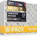 BNX TruFilter 16x20x1 Air Filter MERV 11 (6-Pack) - MADE IN USA - Allergen Defense Electrostatic Pleated Air Conditioner HVAC AC Furnace Filters for Allergies, Dust, Pet, Smoke, Allergy MPR 1200 FPR 7