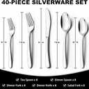 40-Piece Silverware Set with Organizer, EWFEN Heavy Duty Stainless Steel Flatware Set for 8, Food-Grade Tableware Cutlery Set, Utensil Sets for Home Restaurant, Mirror Finish, Dishwasher Safe