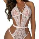txsrbsj Sexy Lingerie for Women Lace Teddy Bodysuit Lingerie One-Piece High Cut Sex Women's Lingerie Outfits (White)