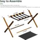 Smart FENDEE 2 Pack Luggage Rack, Folding Luggage Rack for Guest Room, Walnut Bamboo Suitcase Stand Holds up to 131 lb, Luggage Stand with Storage Shelf for Hotel, Bedroom