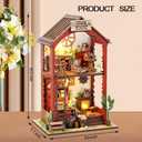 DIY Book Nook Kit, Miniature Dollhouse Booknook Kit with Light, 3D Wooden Puzzle Bookend Bookshelf Decor for Adults, Library