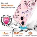 Hungo Compatible for iPhone 15 Case Floral Flower Cute Clear Design, Girly for Women Girls Floral Transparent Pink Anemones