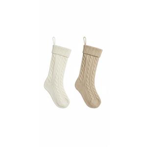 AJINUAHDL Christmas Socks, Pendants, Room Decoration, Festival Atmosphere, Scene Arrangement (2 Pair, White & Beige)