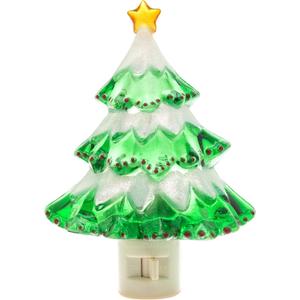 Creative Hobbies Snow Covered Christmas Tree Holiday Decor Night Lights - Includes 5W C7 and Rotational Socket with On/Off Switch (Pack of 2)