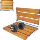 Folding Shower Seat Teak, Folding Shower Seat Wall Mounted, Foldable Shower Chair for Home Care, 450 lbs Capacity (Stainless Steel, 13'' D x 17'' W x 10'' H)