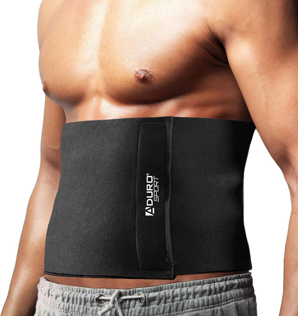 Aduro Waist Trainer for Men Women 12" Sweat Belt Waist Trimmer Stomach Slimming Body Shaper Exercise Equipment Adjustable Belt (Black)