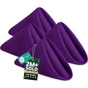 Utopia Home [24 Pack, Purple] Cloth Napkins 17x17 Inches, 100% Polyester Hemmed Edges, Washable and Reusable Ideal for Parties, Weddings and Dinners