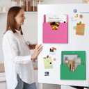 MFTEK Magnetic File Holder 6 Pockets Paper Holder, Hanging File Organizer Office Supplies Storage for Cabinets, Whiteboard, Magnetic Mail Letter Folder for Refrigerator (Light Color-Mix)