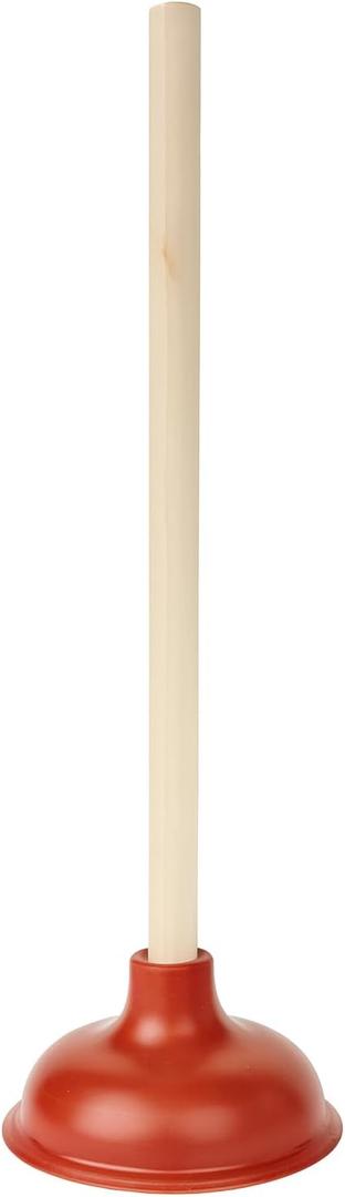 Bexter 19-Inch Toilet Plunger with Wooden Handle Heavy-Duty Rubber Cup for Toilets, Sinks & Drains Auburn