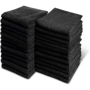 Black Bleach Proof Towels Set, 48 Pack 100% Cotton 16" X 27" Color Safe, Stain Resistant, Quick Drying Towels for Beauty, Hair and Nail Salon, Gym, Spa and Home Hair Care
