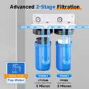 PUREPLUS 5 Micron 2-Stage Whole House Water Filter System for Municipal Water, 10"x4.5" Universal Clear Housing with Pressure Gauges, 1" NPT NSF/ANSI 42 Certified Filters, Chlorine & Odor Removal