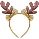 Reindeer Antlers Headband Gold Bow Christmas Reindeer Headband for Christmas Deer Antlers Accessories for Women