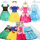 VGOFUN Princess Dress Up Clothes for Little Girls - Princess Dresses for Girls with Princess Toys Dress Up Costume Pretend Play Outfit Toddler Gifts for Christmas Birthday Halloween Aged 3-6